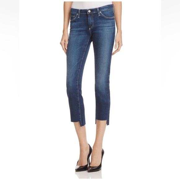 AG-ED Denim Low Rise The Stilt Step-Hem Cigarette Crop Jeans, size 26R Pants y2k - Picture 1 of 12